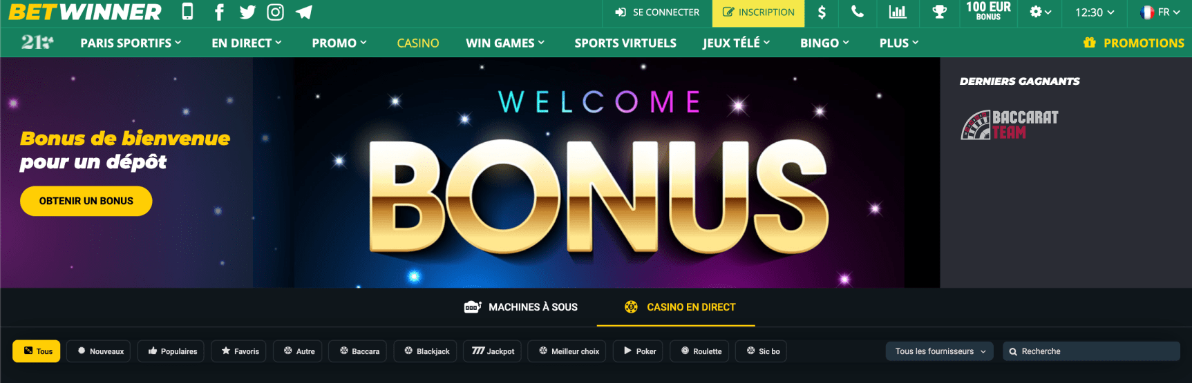 Revue du casino Betwinner